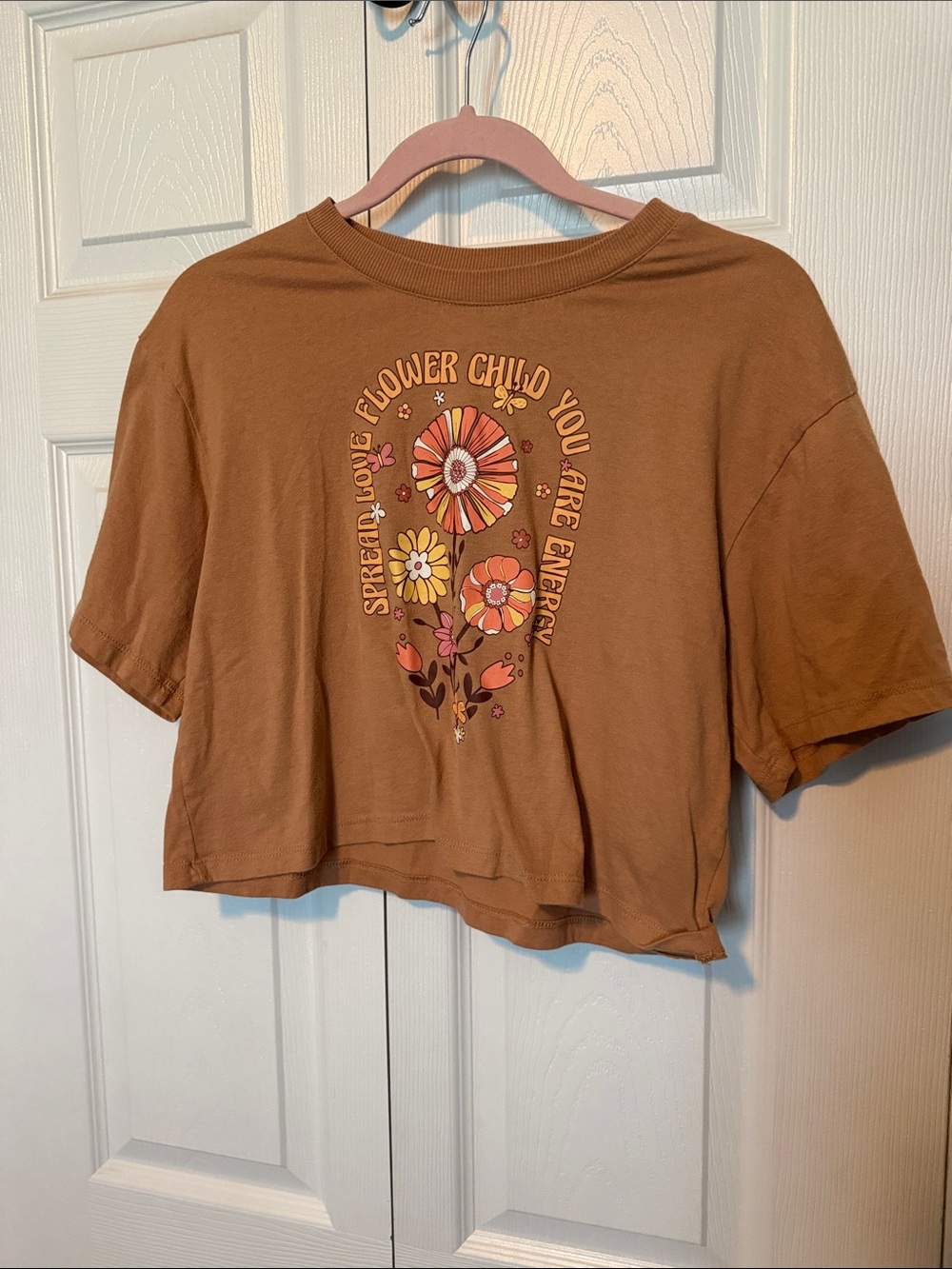 Belle Du Jour Brown Floral Graphic Crop Top